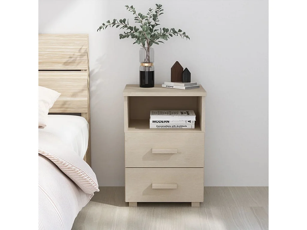 Calvino  Comodino HAMAR ambra 40x35x62 cm in Legno Massello di Pino