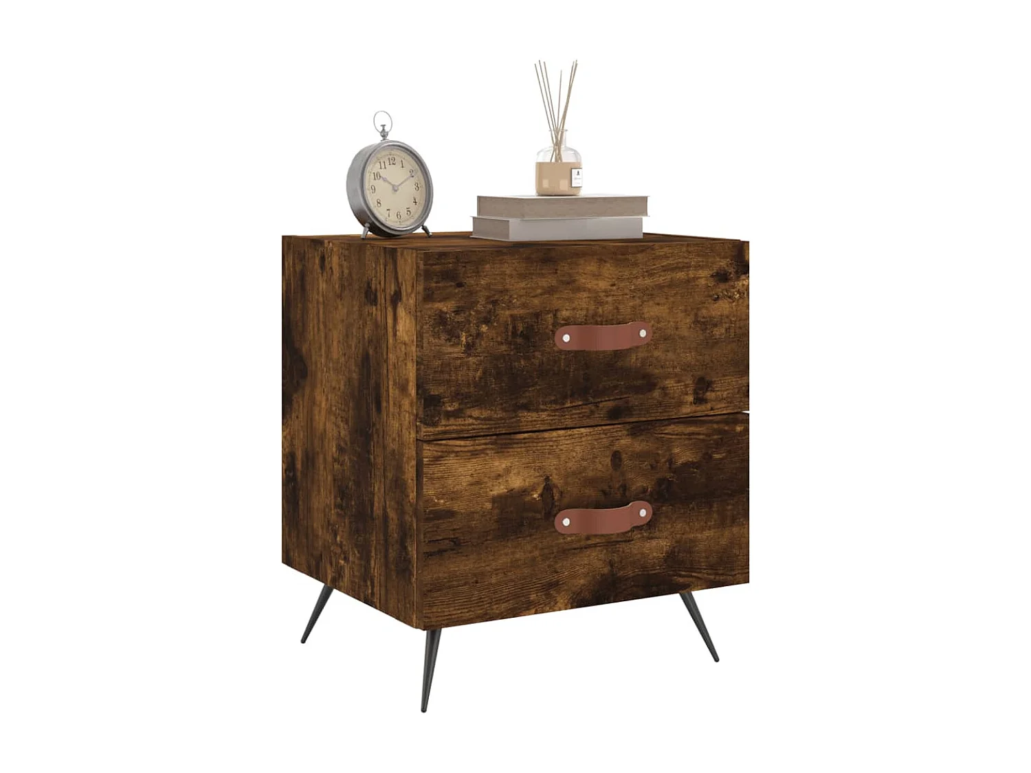 Yvella  Nachtkastje 40x35x47,5 cm bewerkt hout gerookt eikenkleurig