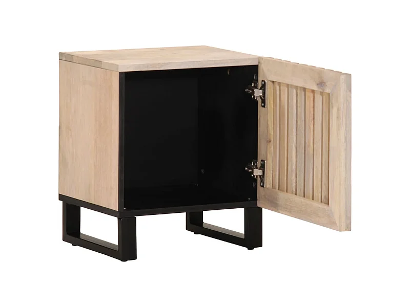 Bryral  Mesita de noche madera maciza mango blanqueado 40x34x46 cm