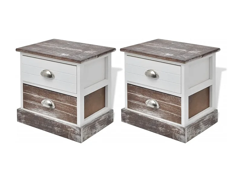 Hellan  Table de chevet 2 pcs Marron et Blanc