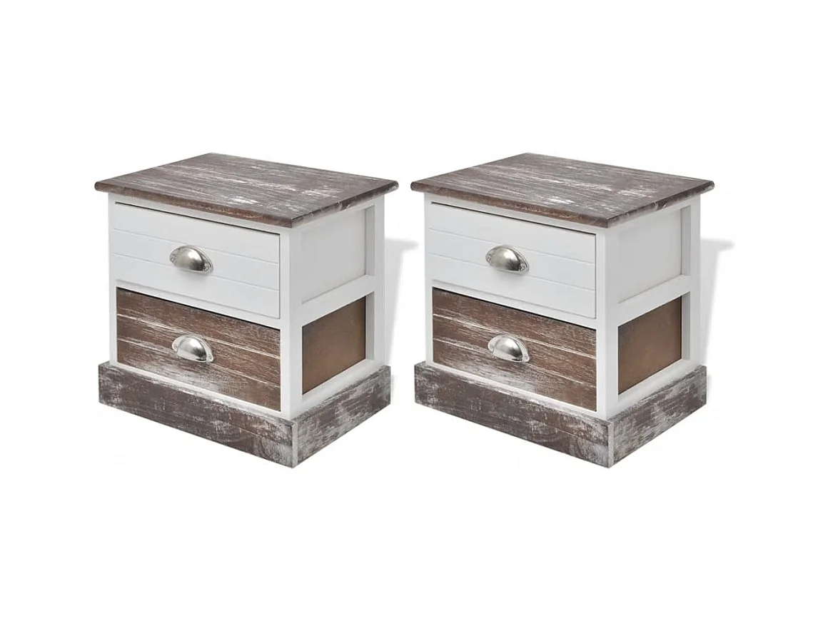 Hellan  Table de chevet 2 pcs Marron et Blanc