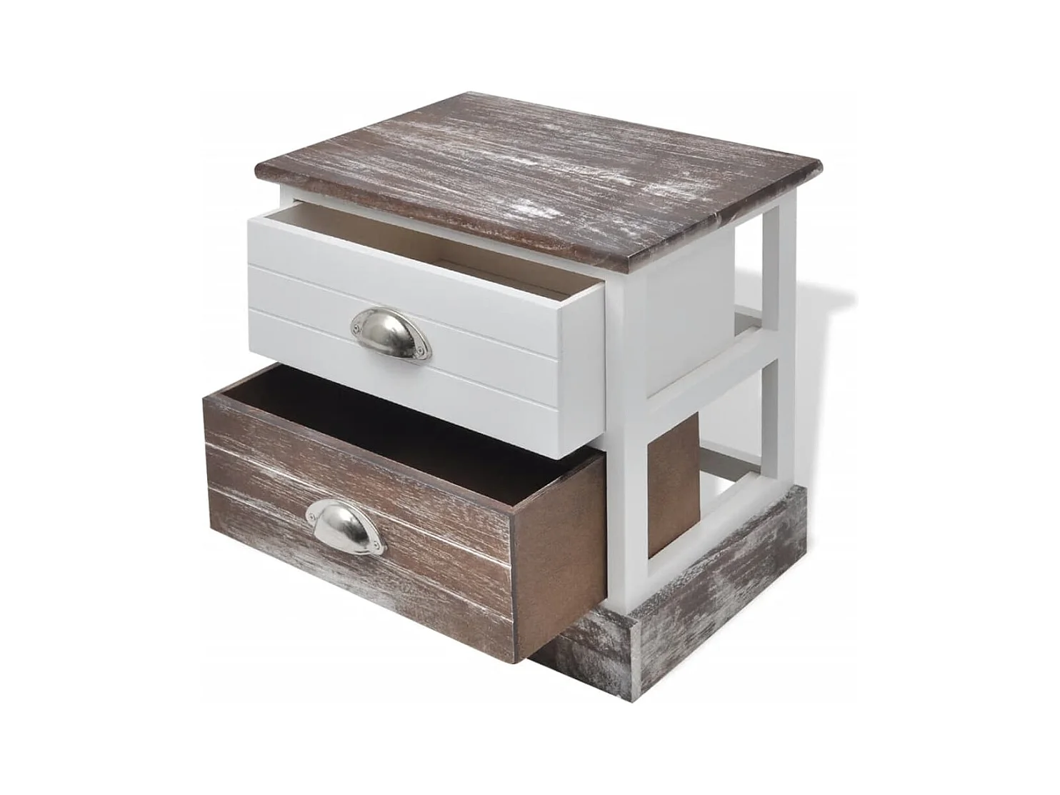 Hellan  Table de chevet 2 pcs Marron et Blanc