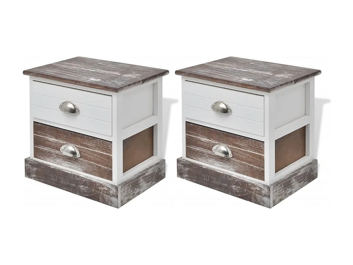 Hellan  Table de chevet 2 pcs Marron et Blanc