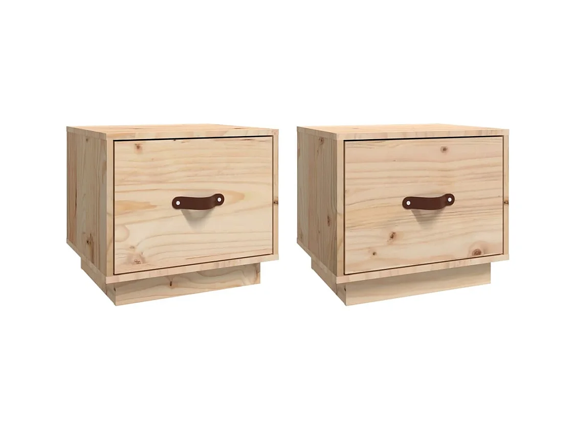 Ballston Lake  Comodini 2 pz 40x34x35 cm in Legno Massello di Pino