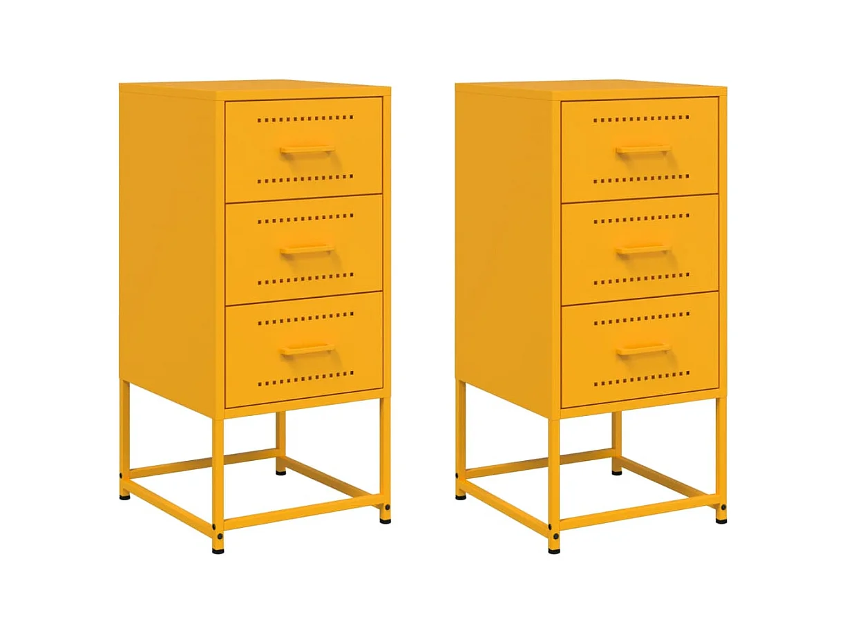 Isle of Hope  Tables de chevet 2 pcs jaune moutarde 36x39x78 cm acier