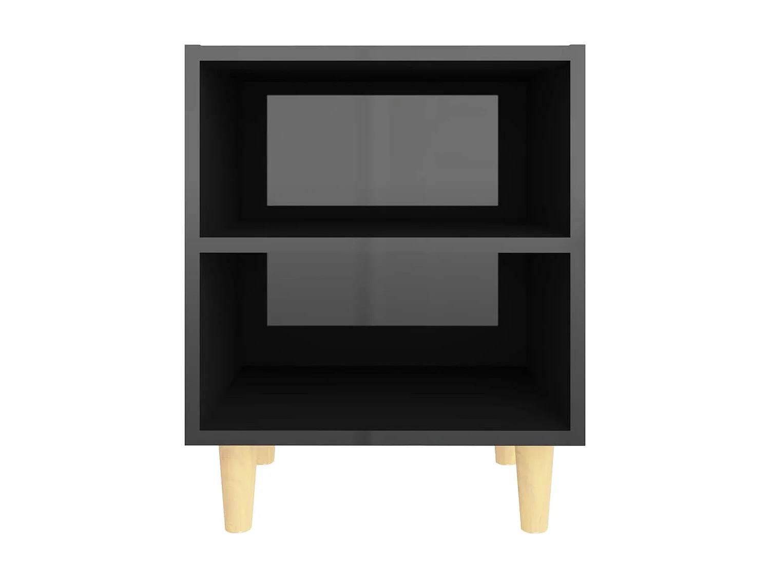 Haugesund  Table de chevet avec pieds en bois Noir brillant 40x30x50 cm