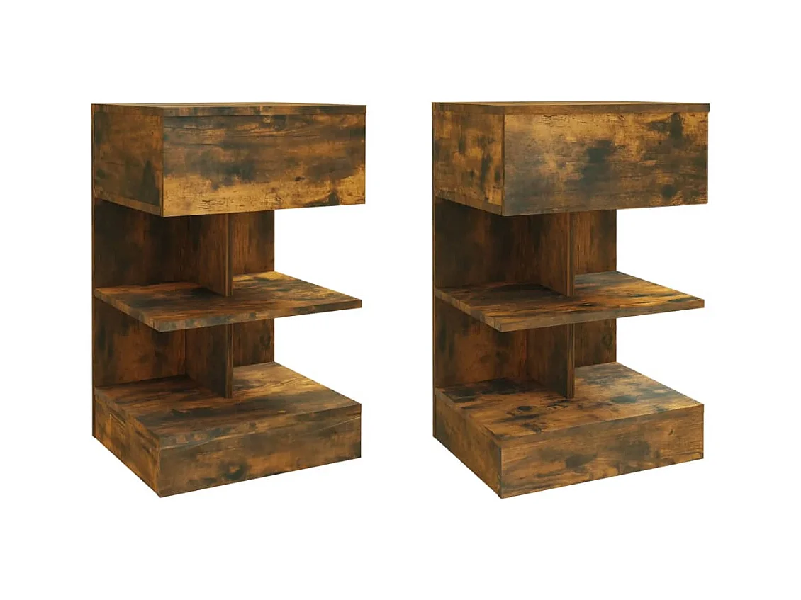 Beverly Hills  Tables de chevet 2 pcs chêne fumé 40x35x65 cm bois d’ingénierie