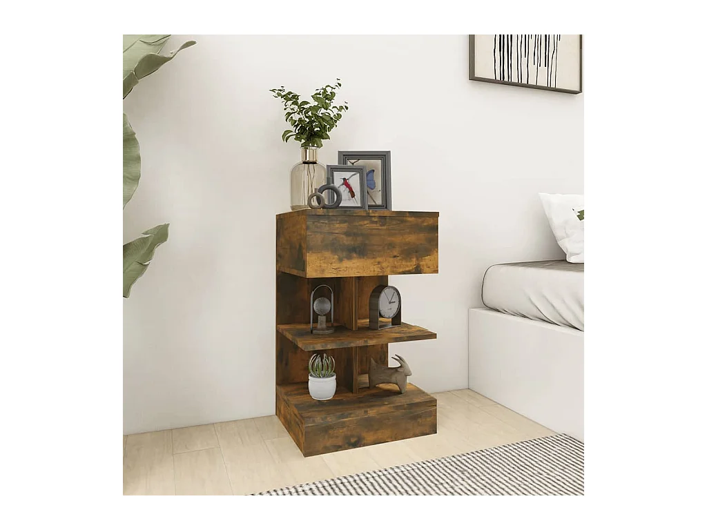 Beverly Hills  Tables de chevet 2 pcs chêne fumé 40x35x65 cm bois d’ingénierie