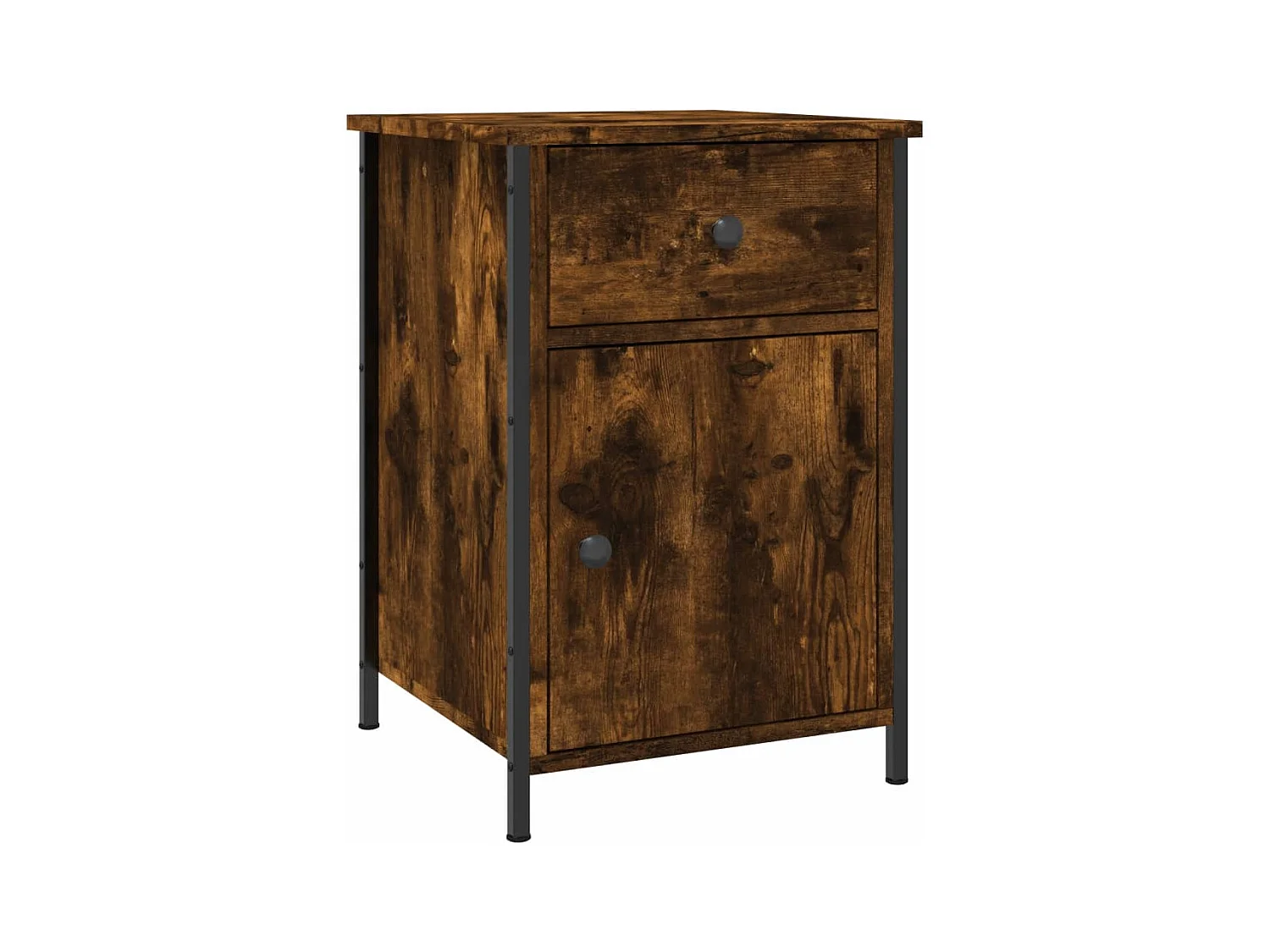 Qardir  Table de chevet chêne fumé 40x42x60 cm bois d'ingénierie