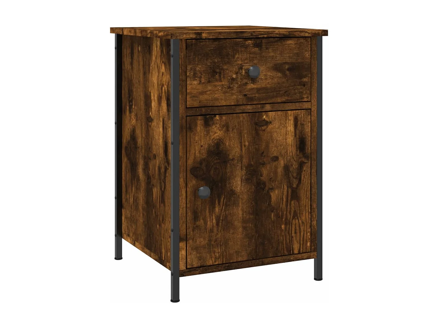 Qardir  Table de chevet chêne fumé 40x42x60 cm bois d'ingénierie