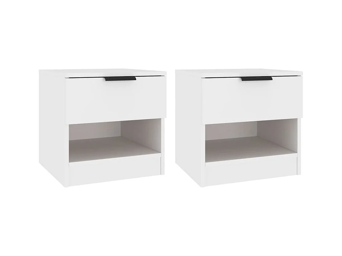 Brøndby  Tables de chevet 2 pcs Blanc Bois d'ingénierie