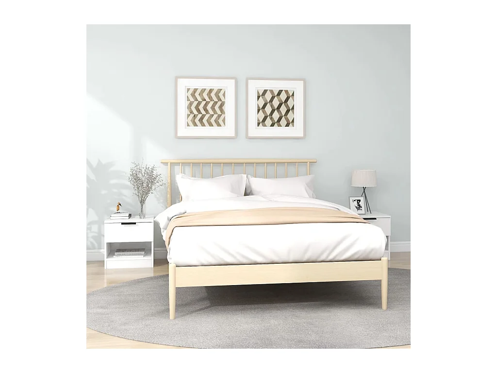 Brøndby  Tables de chevet 2 pcs Blanc Bois d'ingénierie