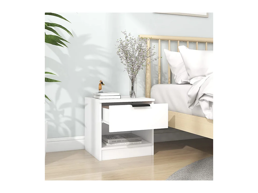 Brøndby  Tables de chevet 2 pcs Blanc Bois d'ingénierie