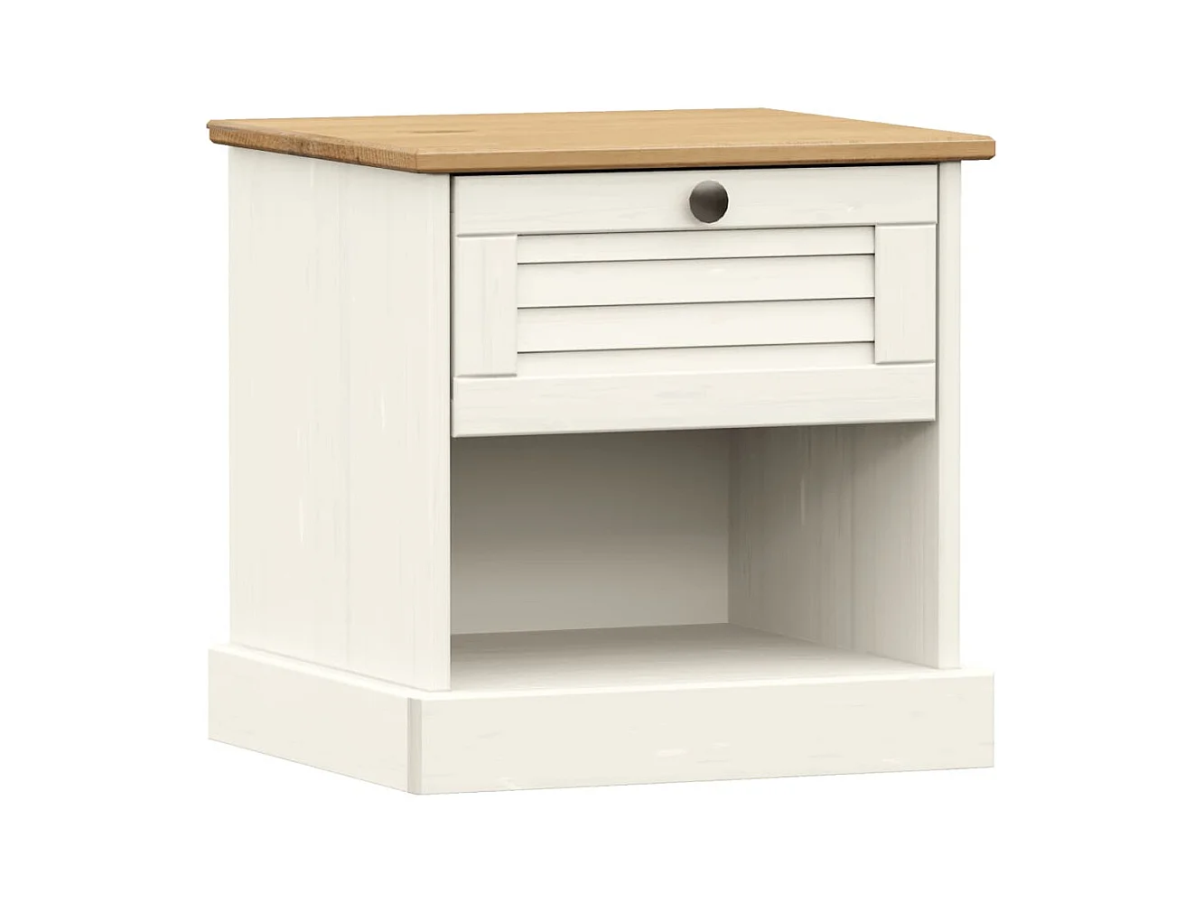Brynla  Comodino VIGO Bianco 42x35x42 cm in Legno Massello di Pino