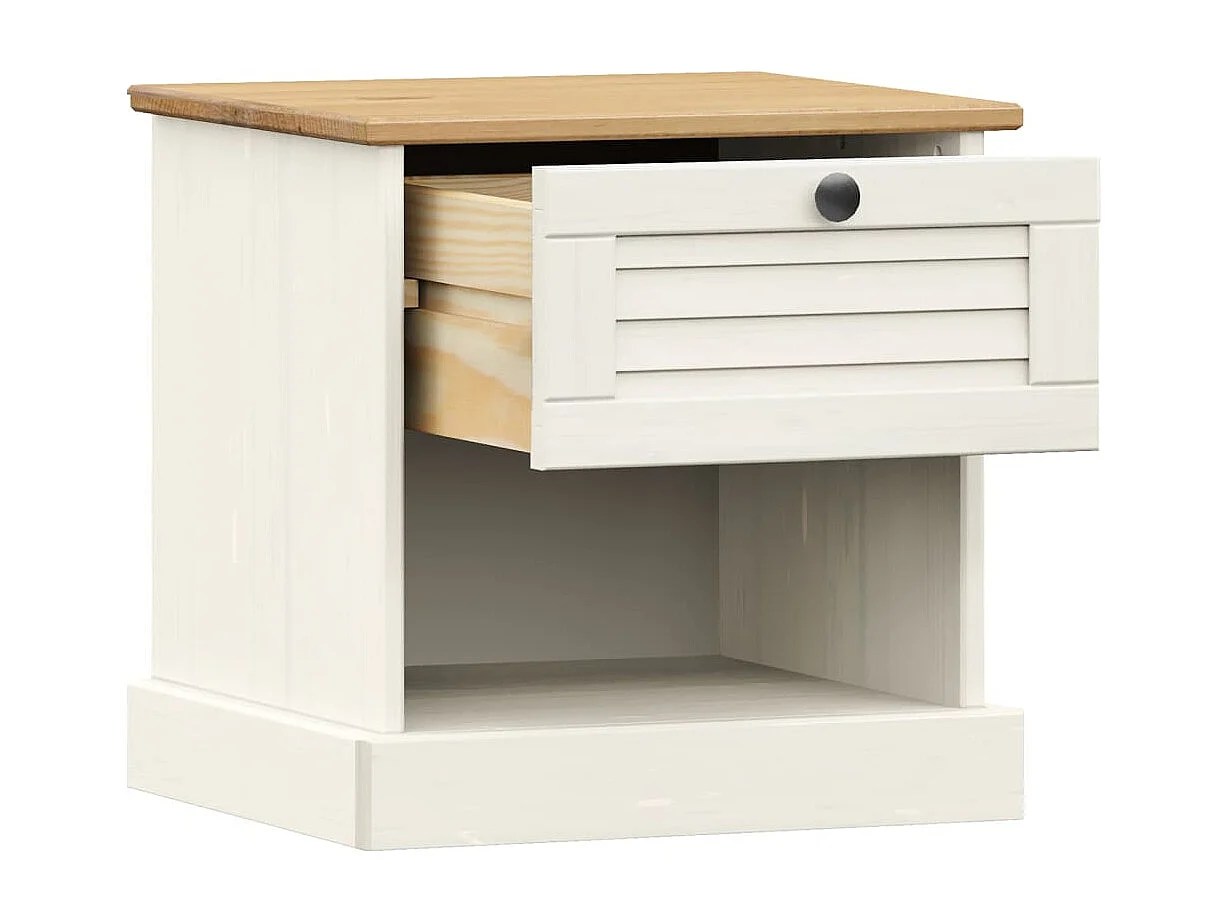 Brynla  Comodino VIGO Bianco 42x35x42 cm in Legno Massello di Pino