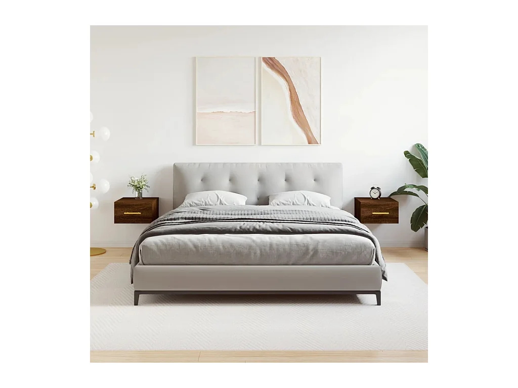 Nylo  Comodini a Muro 2 pz Rovere Marrone 35x35x20 cm