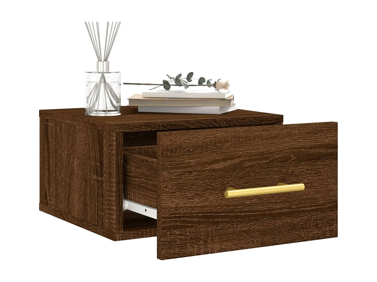 Nylo  Comodini a Muro 2 pz Rovere Marrone 35x35x20 cm