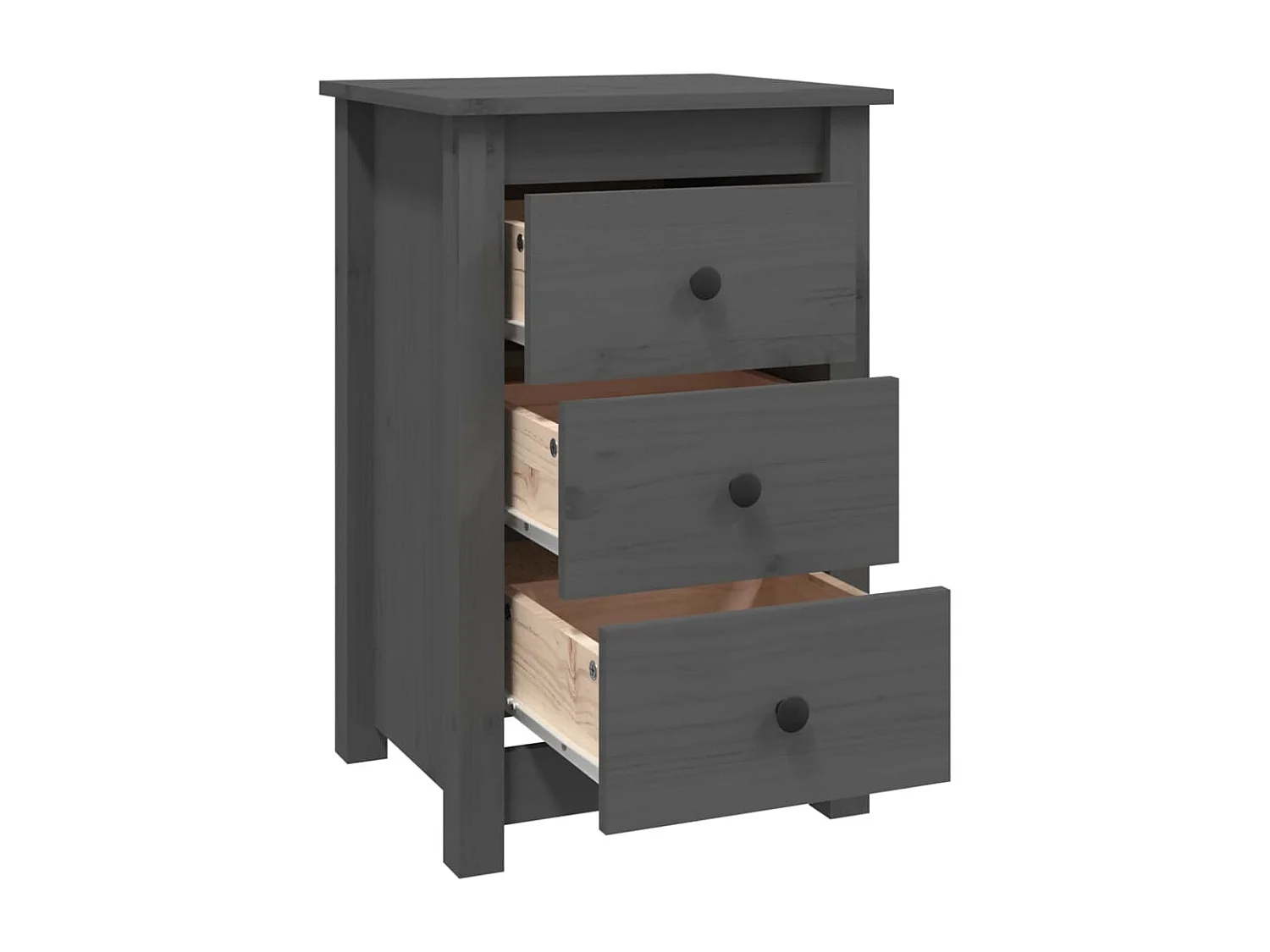 Cynor  Comodino Grigia 40x35x61,5 cm in Legno Massello di Pino