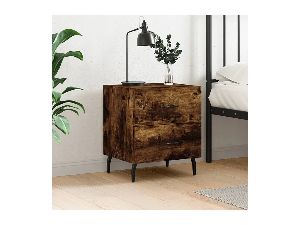 Brad John  Table de chevet chêne fumé 40x35x47,5 cm bois d’ingénierie