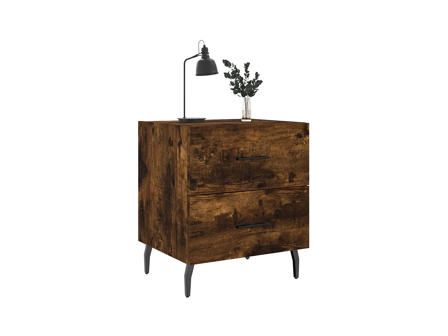 Brad John  Table de chevet chêne fumé 40x35x47,5 cm bois d’ingénierie