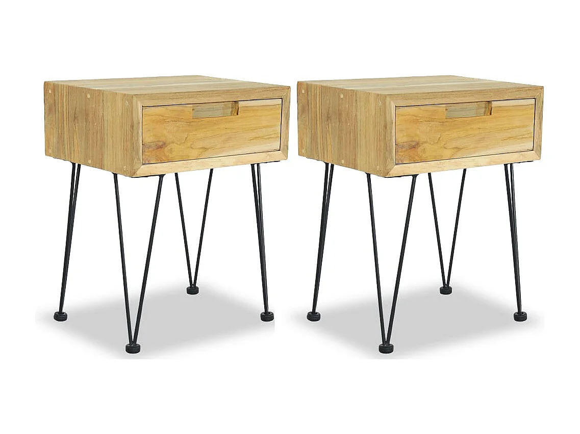Garden Furniture -  Comodini 2 pz 40x30x50 cm in Legno Massello di Teak