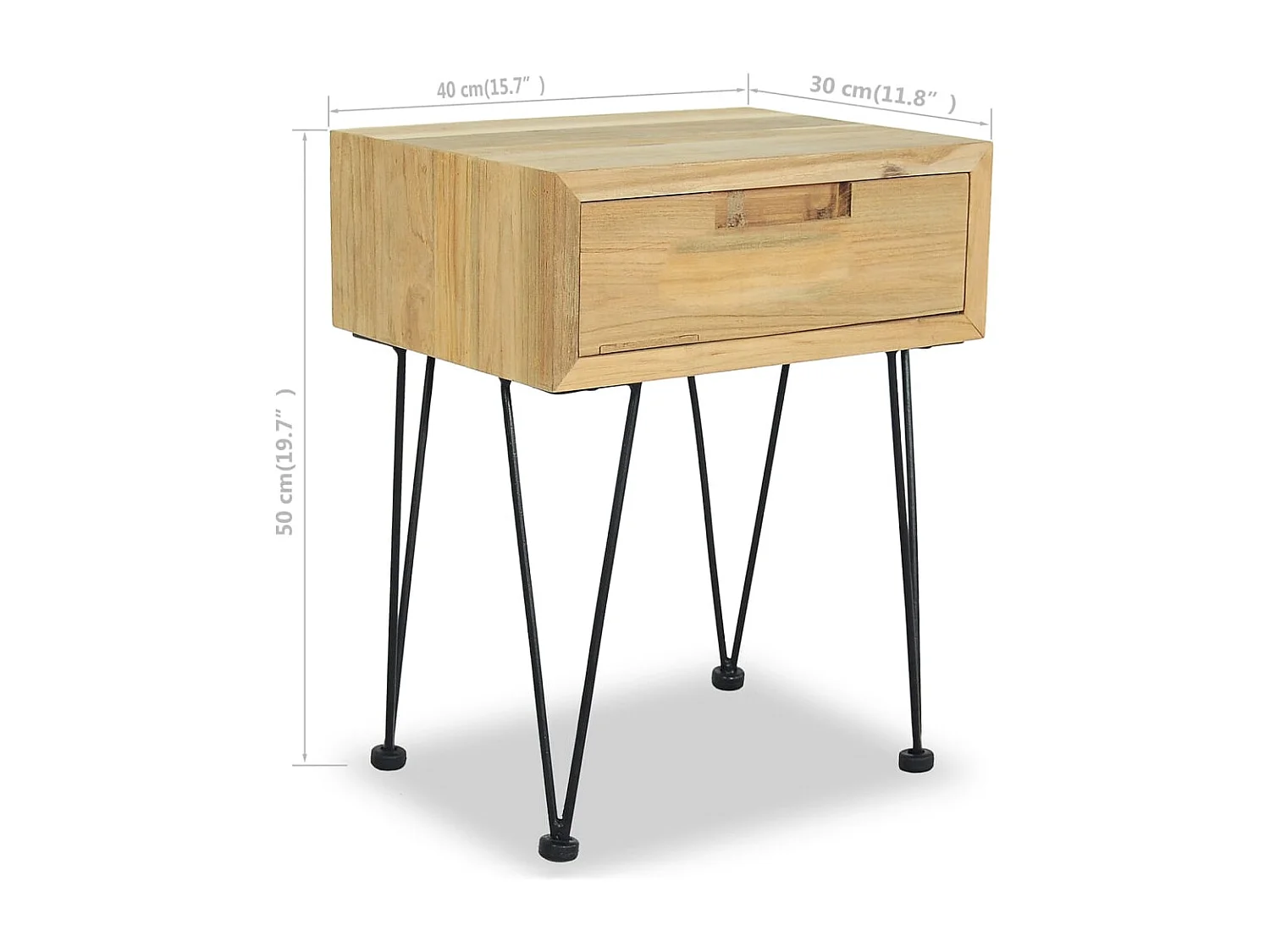 Garden Furniture -  Comodini 2 pz 40x30x50 cm in Legno Massello di Teak