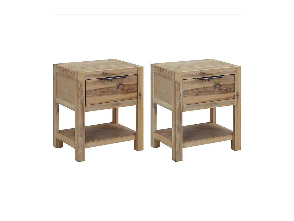Griffin  Comodini con Cassetti 2 pz 40x30x48 cm Legno Massello di Acacia