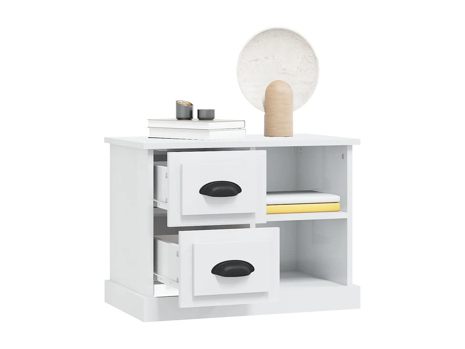 North Las Vegas  Table de chevet blanc brillant 60x35,5x45 cm