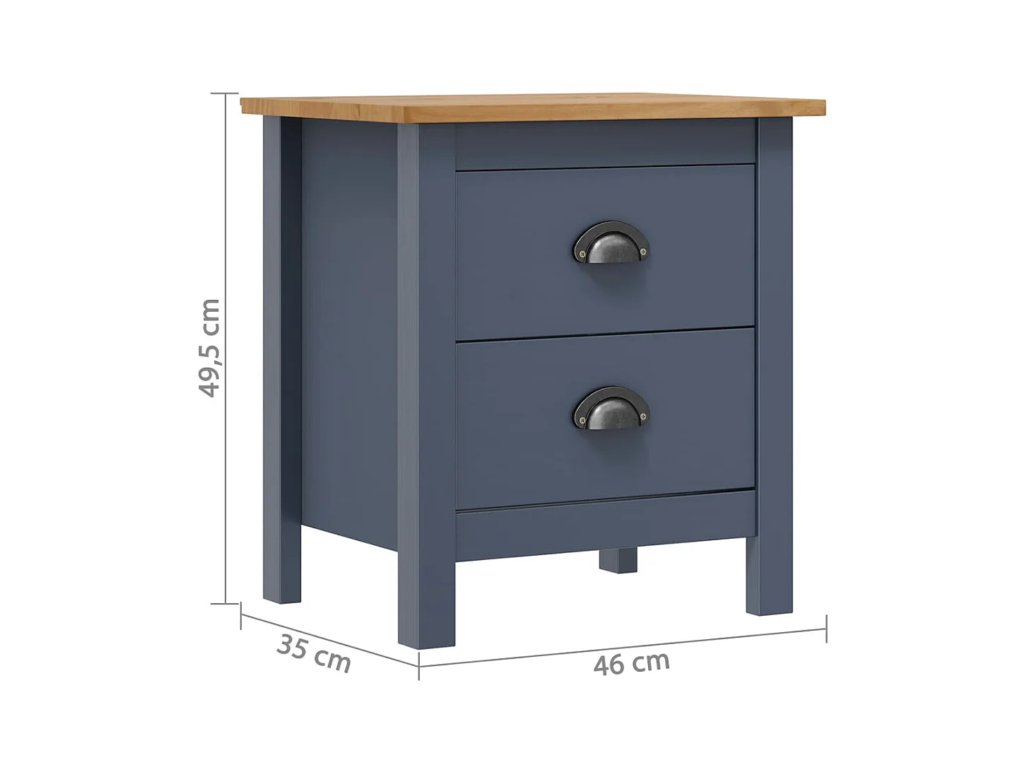 Jonathan  Tables de chevet ll 2 pcs Gris 46x35x49,5 cm Bois de pin