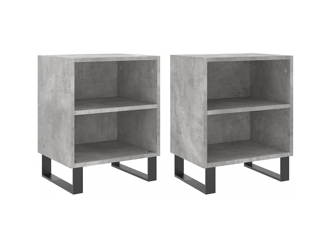 Tuncay  Tables de chevet 2 pcs gris béton 40x30x50 cm bois d'ingénierie