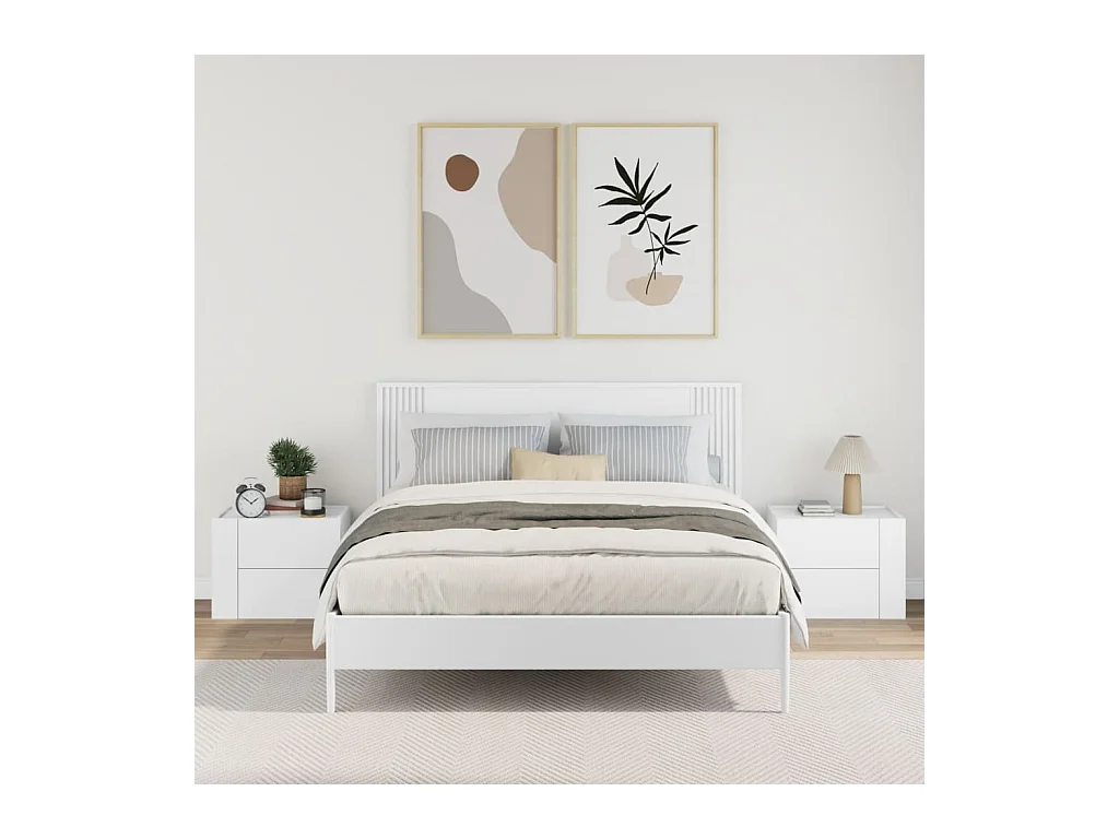 Dayton  Tables de chevet murales 2 pcs blanc 45x30x35 cm