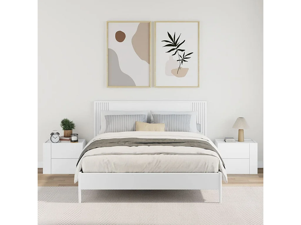 Dayton  Comodini a Muro 2 pz Bianc 45x30x35 cm