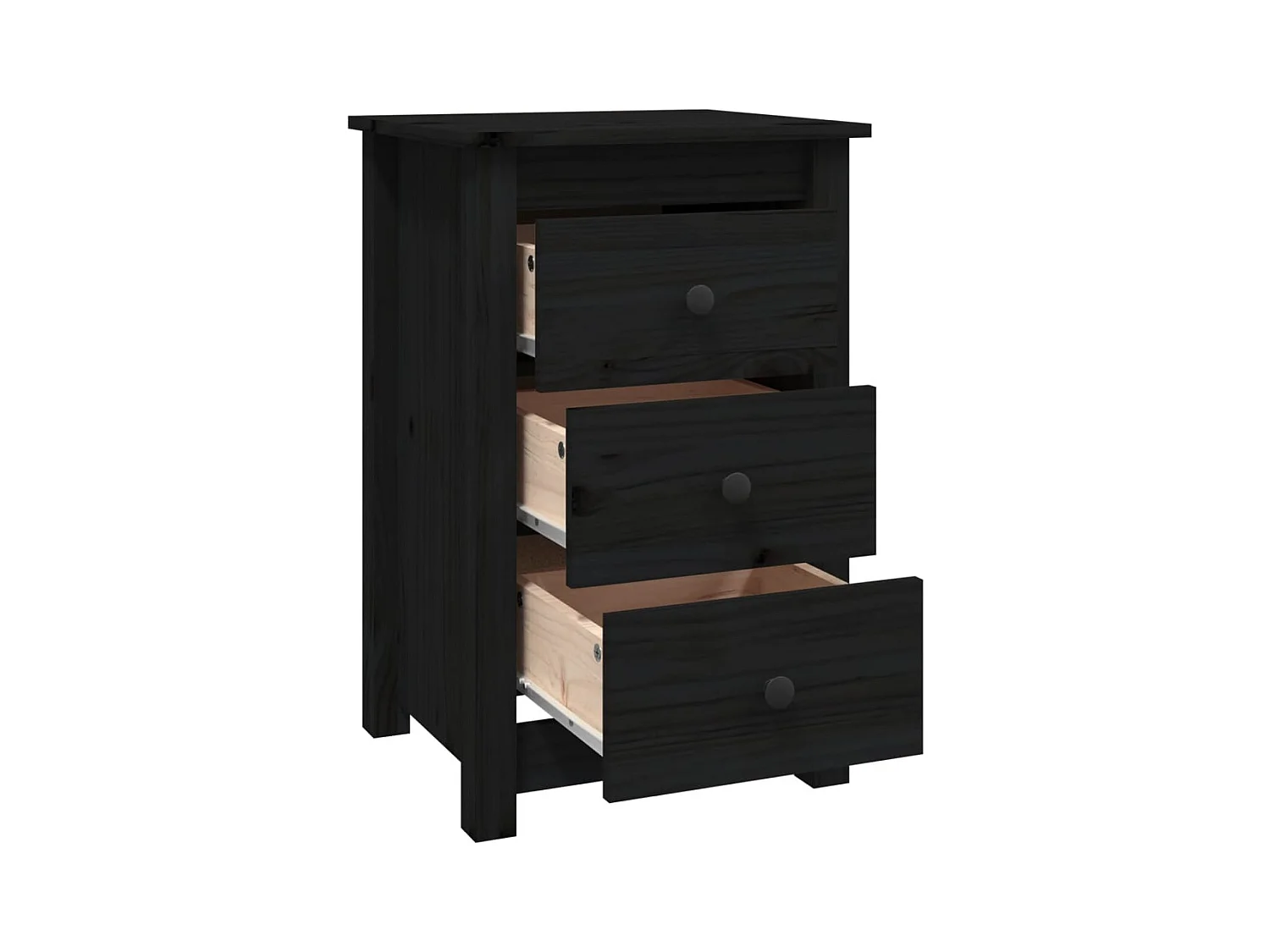 Cynor  Tables de chevet 2 pcs Noir 40x35x61,5 cm Bois de pin massif