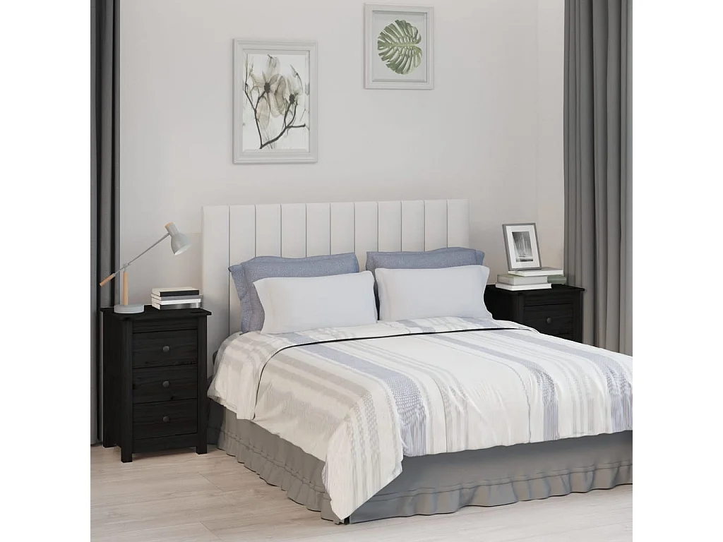 Cynor  Tables de chevet 2 pcs Noir 40x35x61,5 cm Bois de pin massif