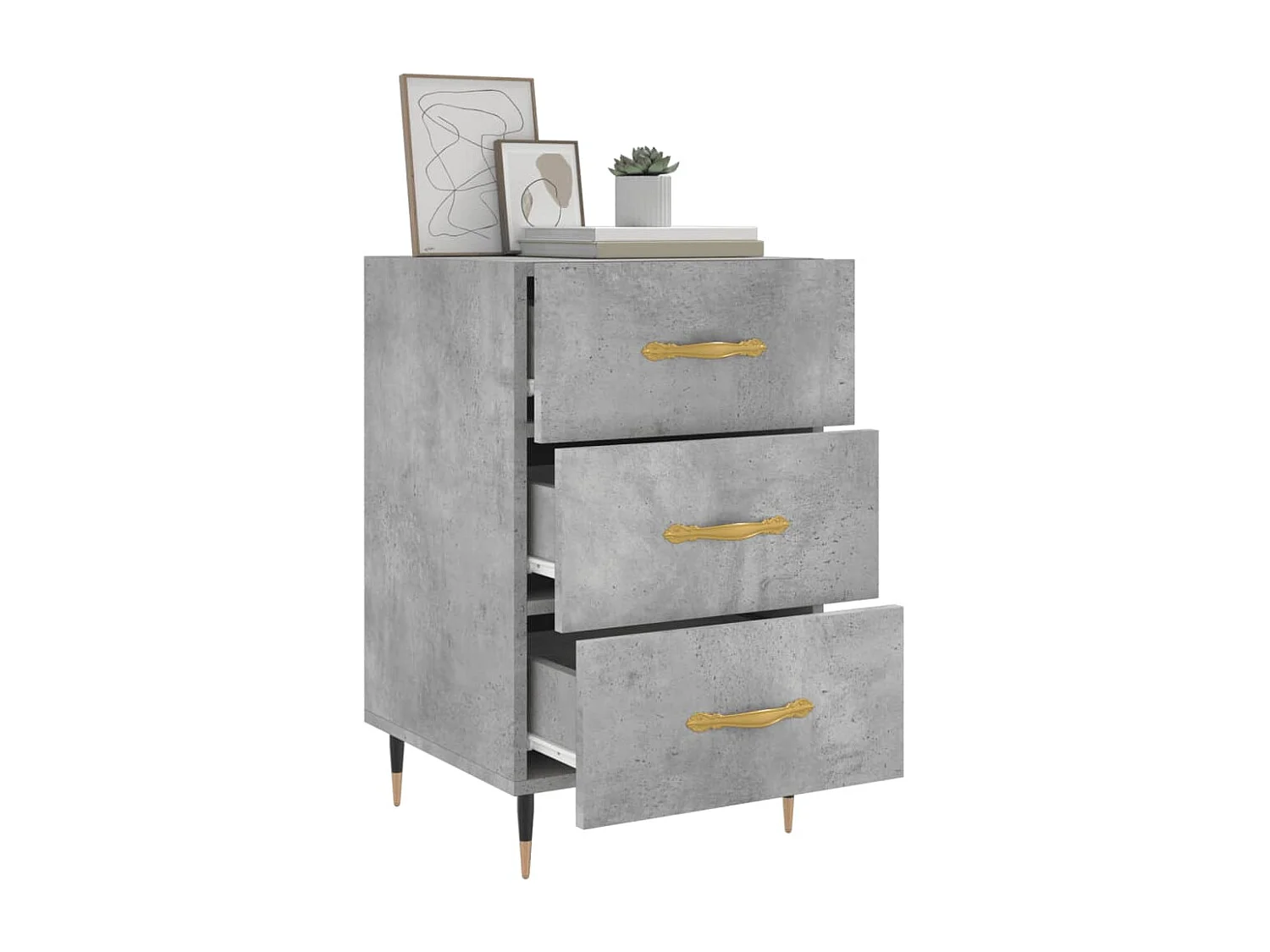 Maria Elise  Table de chevet gris béton 40x40x66 cm bois d'ingénierie