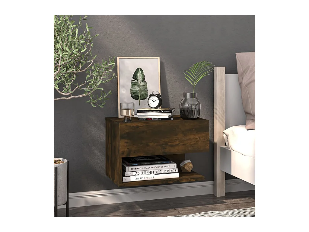 Freke  Tables de chevet murales 2 pcs Chêne fumé