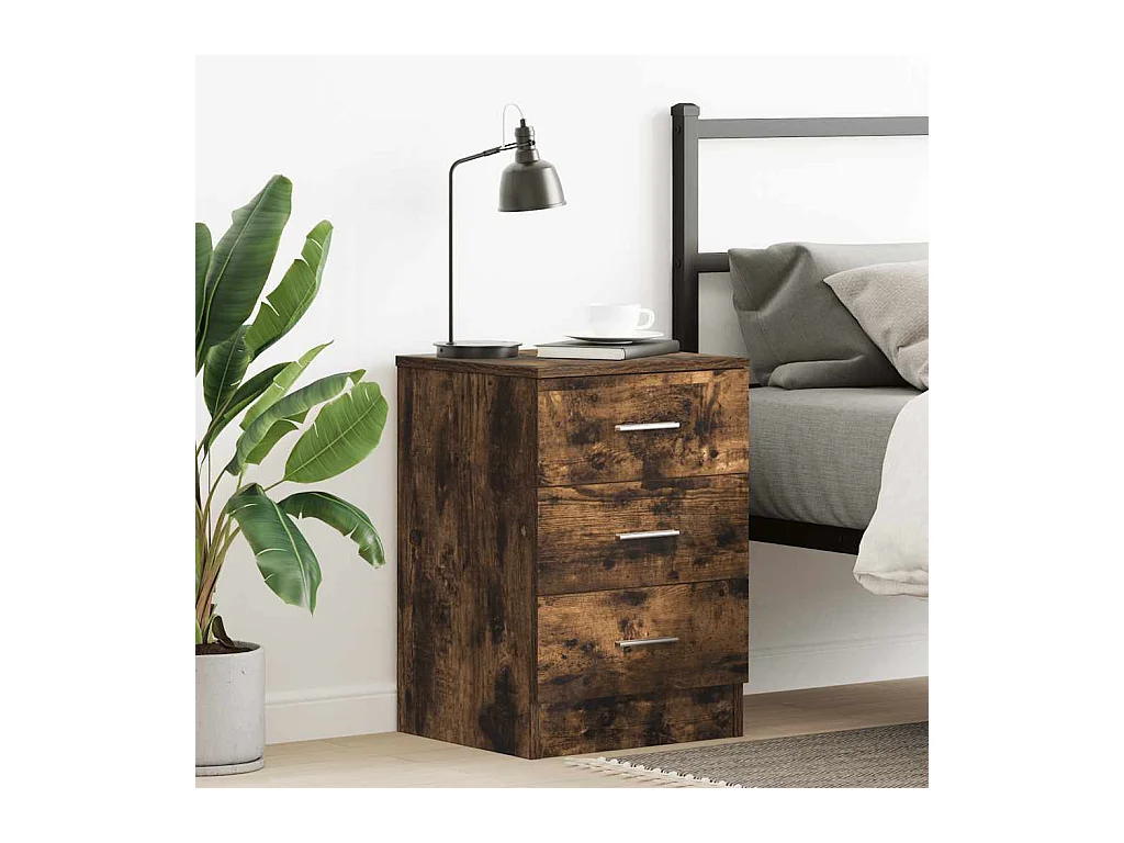 Drumraney  Table de chevet Chêne fumé 38x35x56 cm Bois d'ingénierie