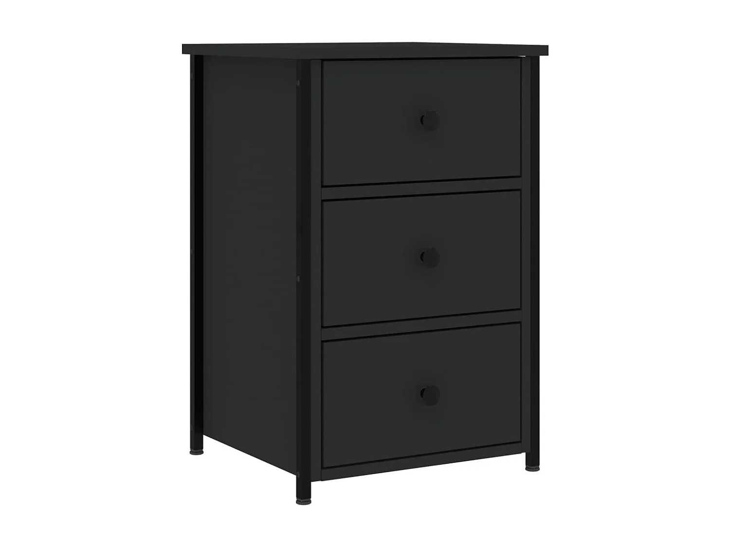 Elorin  Comodino Nero 40x36x60 cm in Legno Multistrato