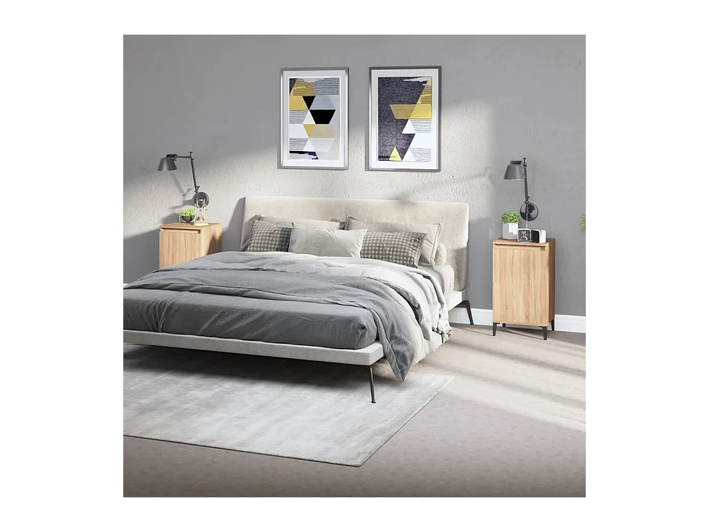 Riley Mae  Tables de chevet 2pcs chêne sonoma 40x35x70cm bois d'ingénierie