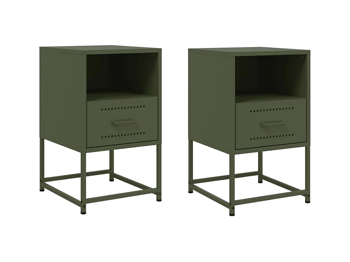 Inanna  Tables de chevet 2 pcs vert olive 36x39x60,5 cm acier