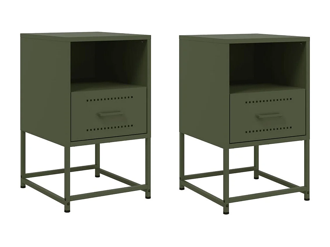 Inanna  Tables de chevet 2 pcs vert olive 36x39x60,5 cm acier