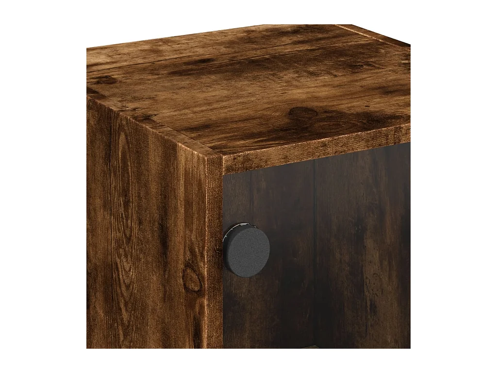 Butte  Tables de chevet et portes vitrées 2 pcs chêne fumé 35x37x42 cm