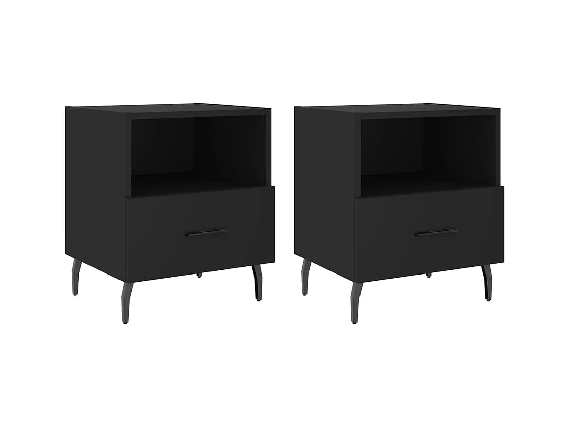 Conflans-Sainte-Honorine  Tables de chevet 2 pcs noir 40x35x47,5 cm bois d’ingénierie