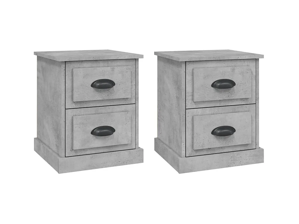 Arras  Tables de chevet 2 pcs gris béton 39x39x47,5 cm bois ingénierie