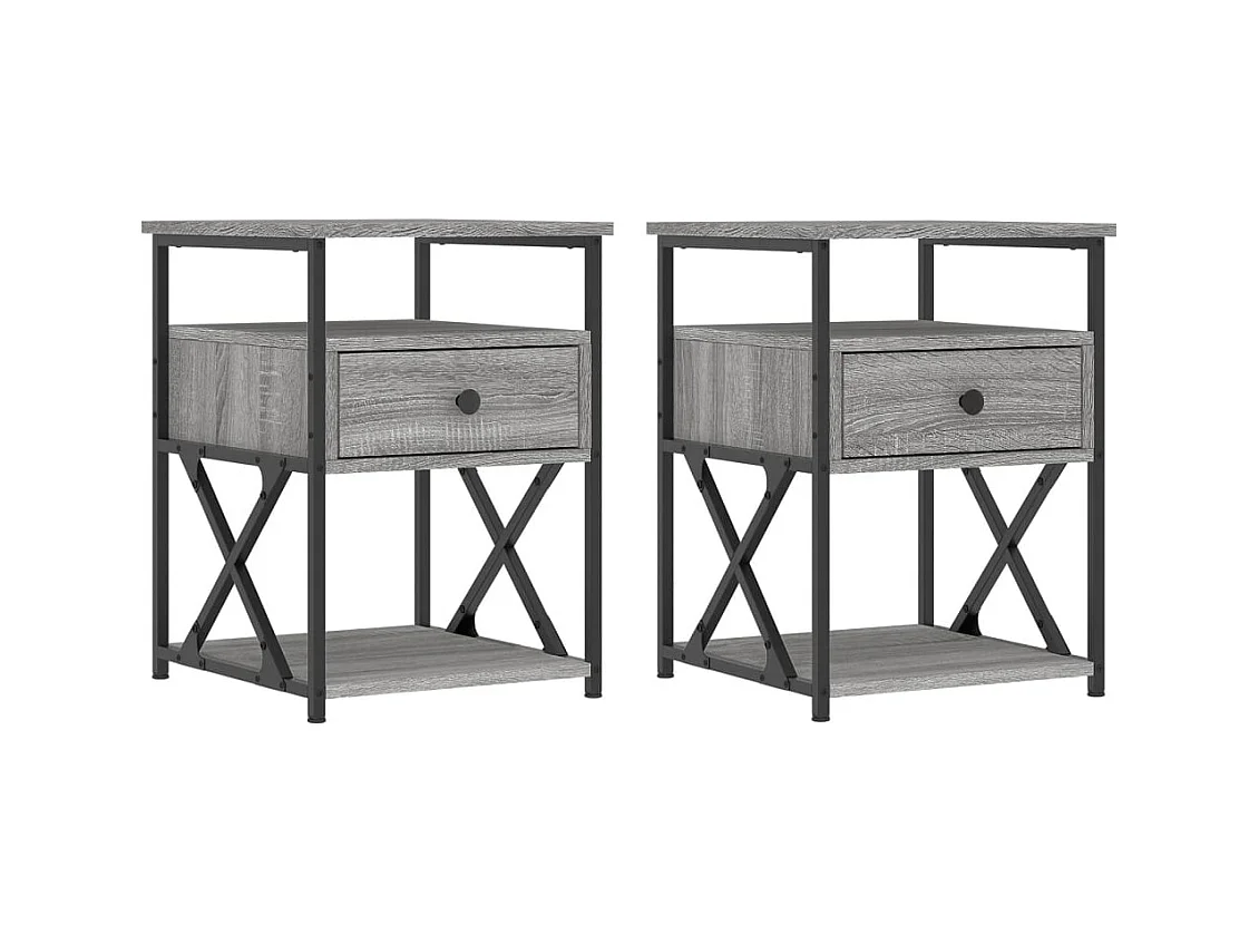 Eufaula  Tables de chevet 2 pcs sonoma gris 40x42x55cm bois d'ingénierie