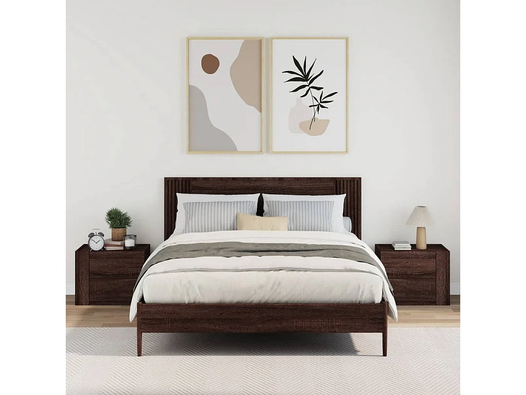 Dayton  Comodini a Muro 2 pz Rovere Marrone 45x30x35 cm