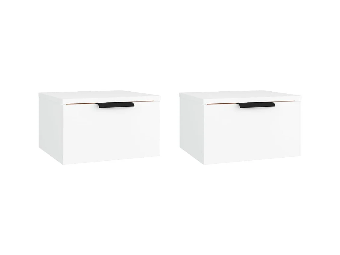 Steve James  Tables de chevet murales 2 pcs blanc 34x30x20 cm