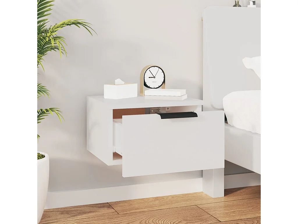 Steve James  Tables de chevet murales 2 pcs blanc 34x30x20 cm