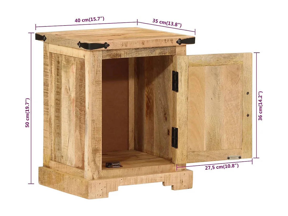 Garden Furniture -  Comodino 40x35x50 cm in Legno Massello di Mango