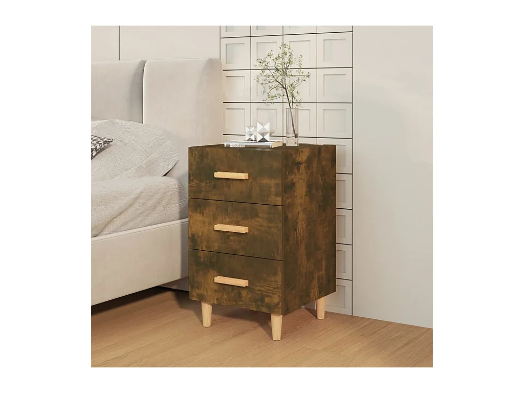 Cash  Table de chevet chêne fumé 40x40x66 cm bois d'ingénierie